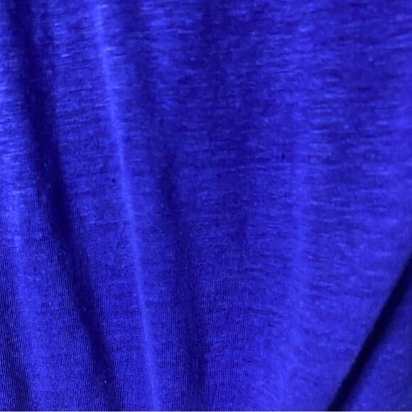 Anthropologie Postage Stamp Blue Linen Split Neck Tee - Picture 7 of 8